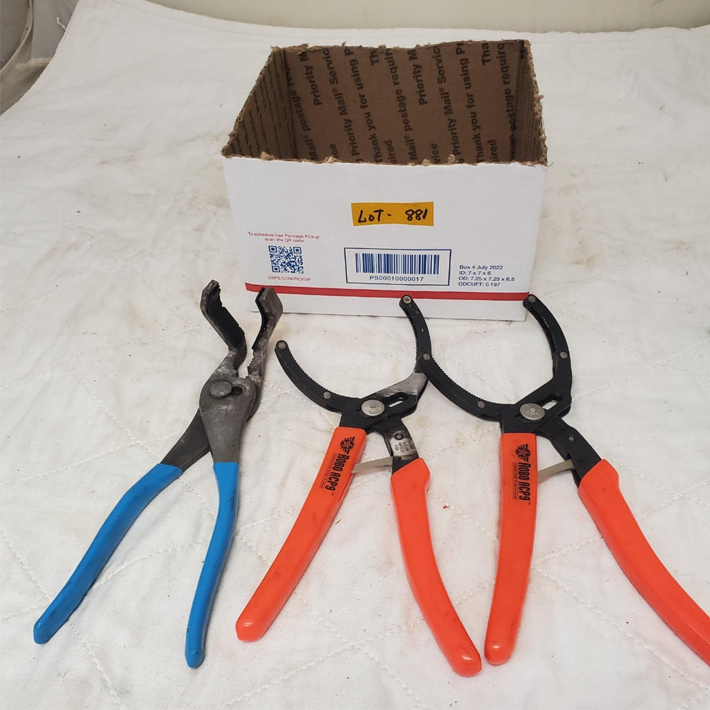 Lot of 3 Duct Cutter & Adjustable Oil Filter Pliers Set LOT-881