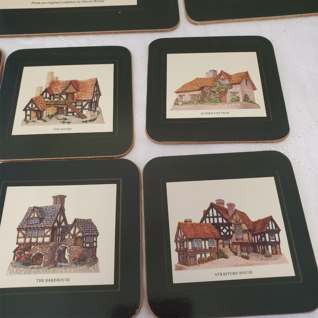 David Winters Cottages Table Mats & Coasters Set of 6 Cork Back
