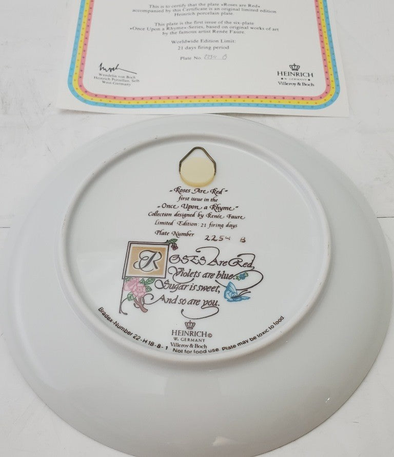 Heinrich Villeroy & Boch Once Upon a Rhyme Roses are Red Bone China Plate