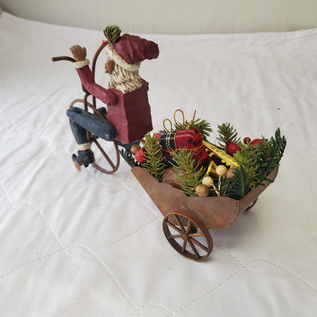 Vintage Cycling Santa Christmas Wind-up Toy Figure