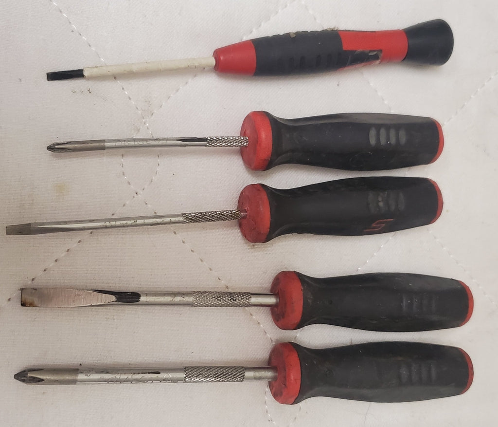 Lot of 5 Mixed Snap On Soft Grip Handle Screwdriver Set LOT-753