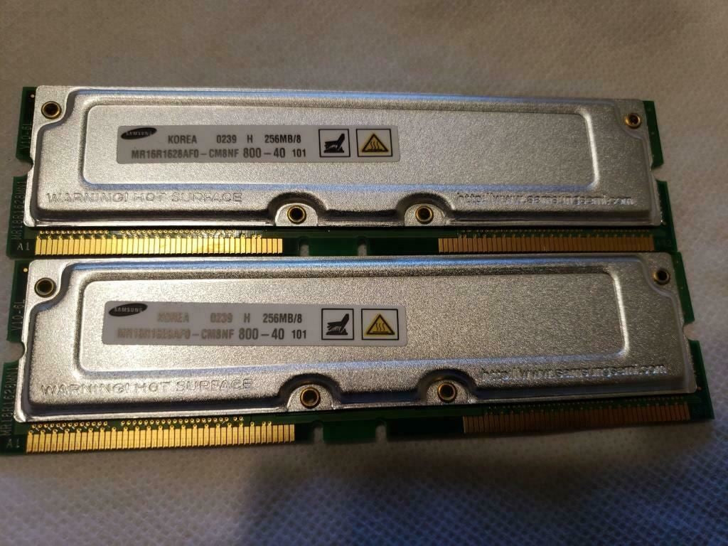 2 Used Samsung MR16R1628AF0-CM8 256MB PC800-40 RDRAM NR355