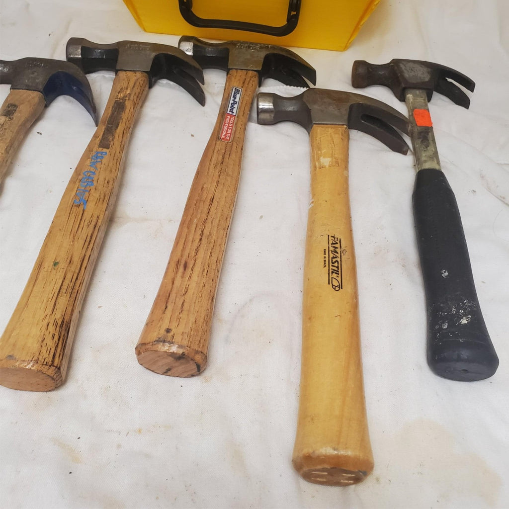 Lot of 5 Vintage Wooden Handle Claw Hammers LOT-880