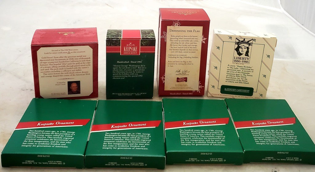 8 Hallmark Keepsake Defending the Flag Honest George, Prospector & More Ornament