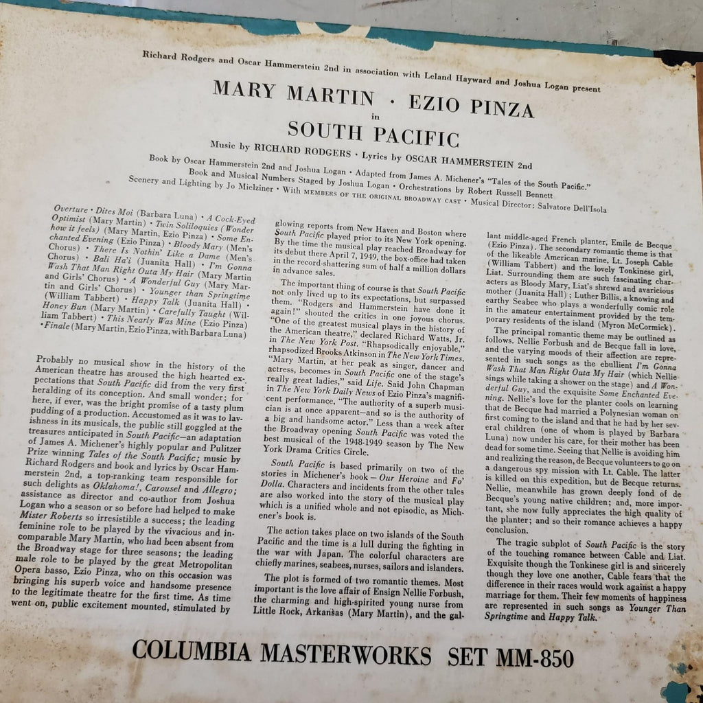 South Pacific Richard Rodgers Oscar Hammerstein Original B'way Cast Joshua Logan