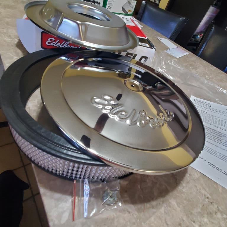 Edelbrock 1221 Pro-Flo 14" Round Air Cleaner / Filter w Air Cleaner Riser