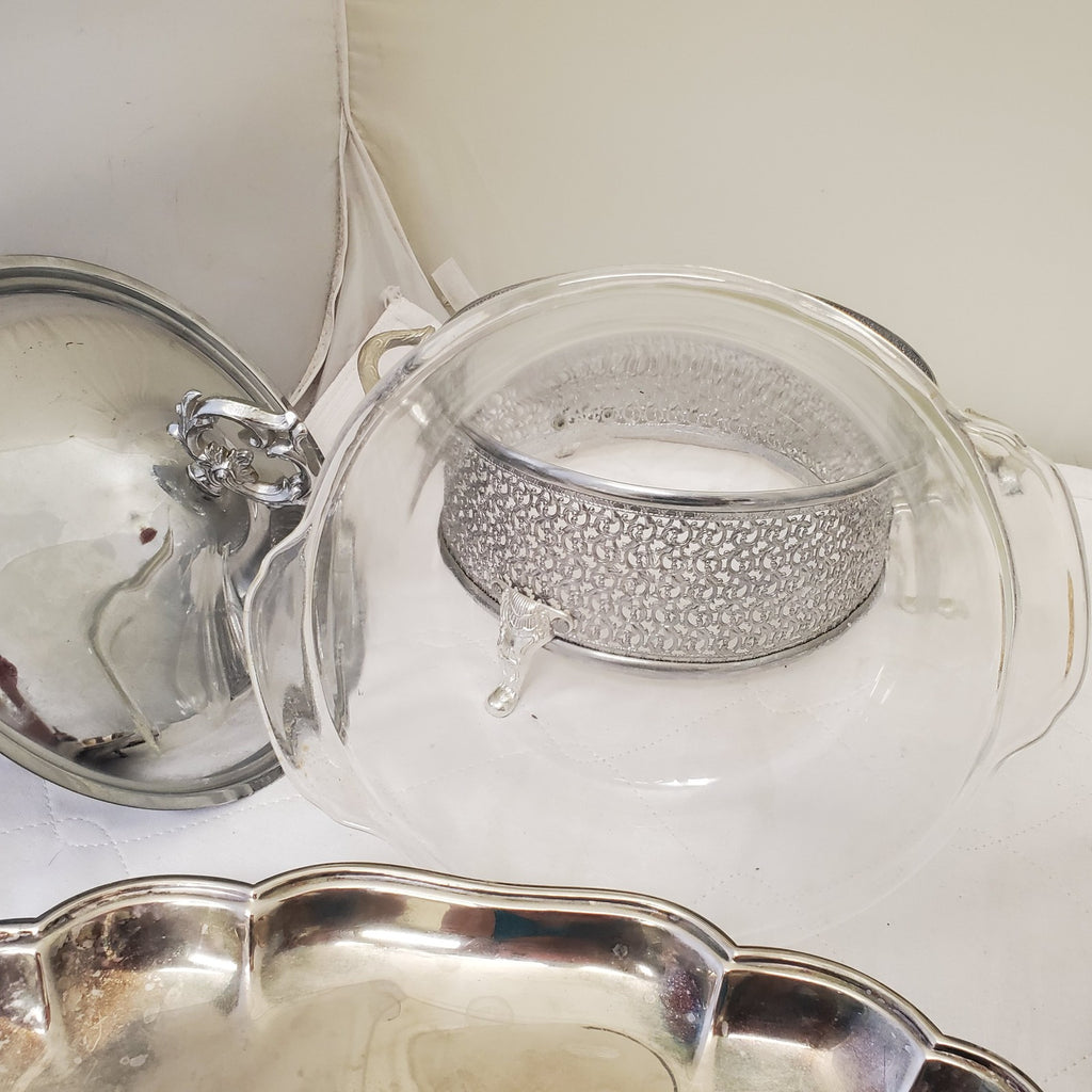 Vintage Silverplate Gravy Serving Boat Tray Dish