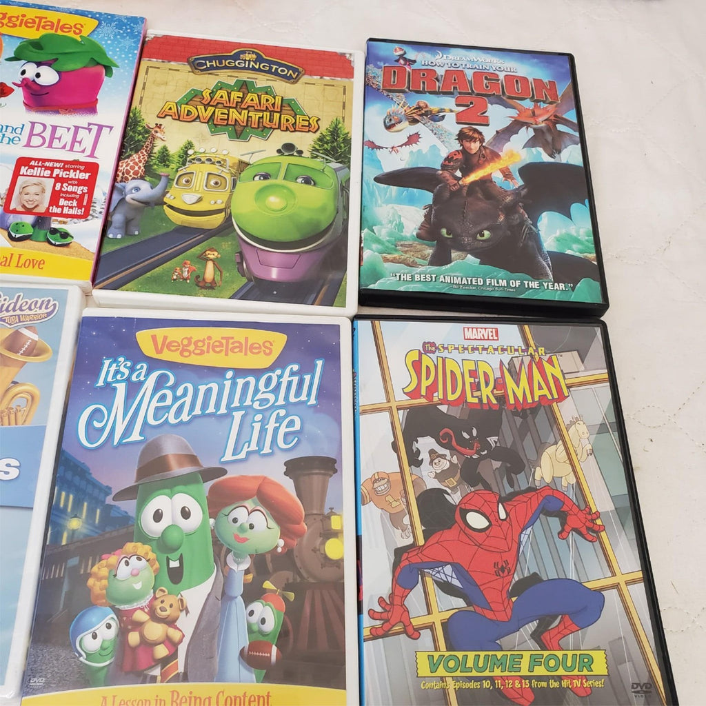 Lot of Various VeggieTales, Magic School Bus, Spiderman & other DVDs