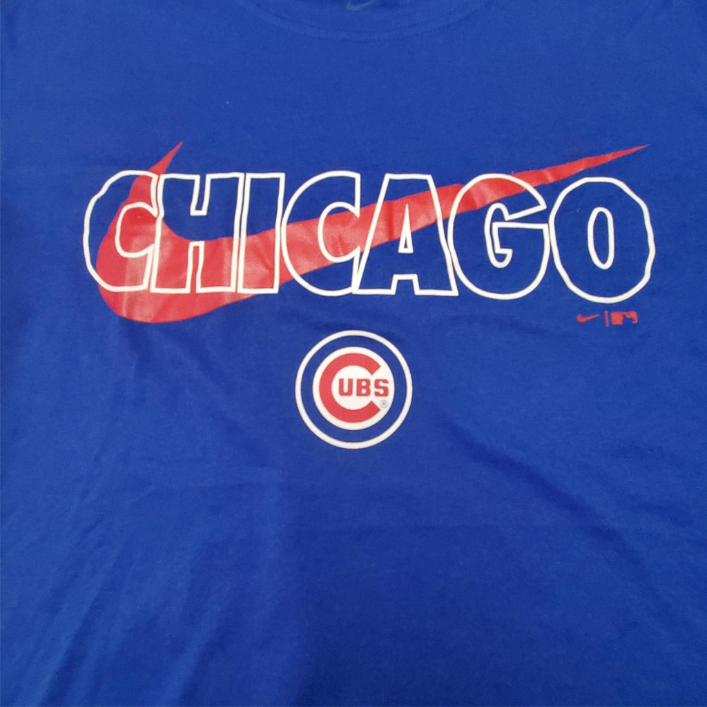 Vintage Used Nike Chicago Cubs Baseball DRI-FIT Blue T-Shirt Size