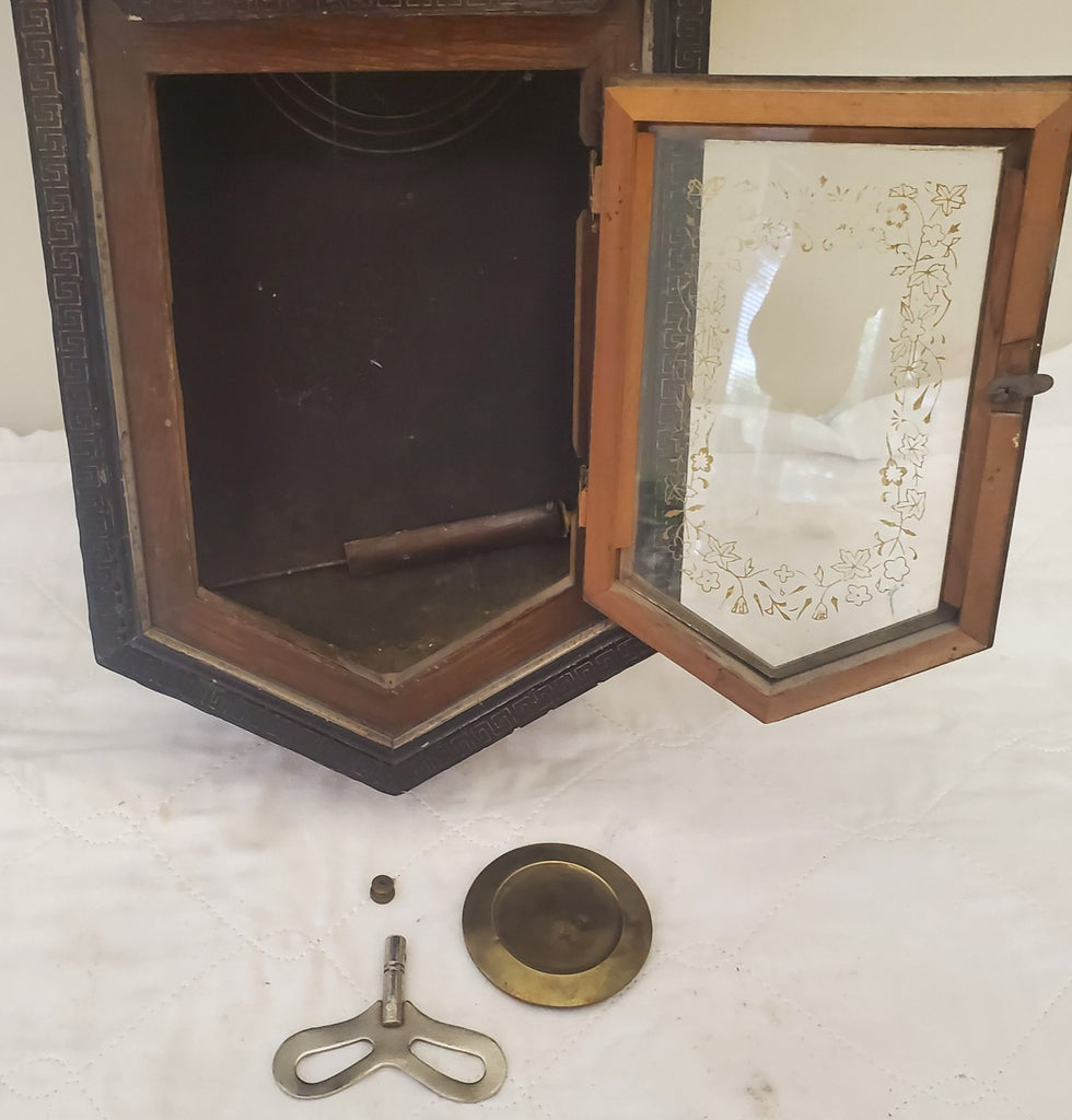 Vintage 1920s Seikosha Octagon Drop Regulator Wall Clock Japan Schoolhouse Style