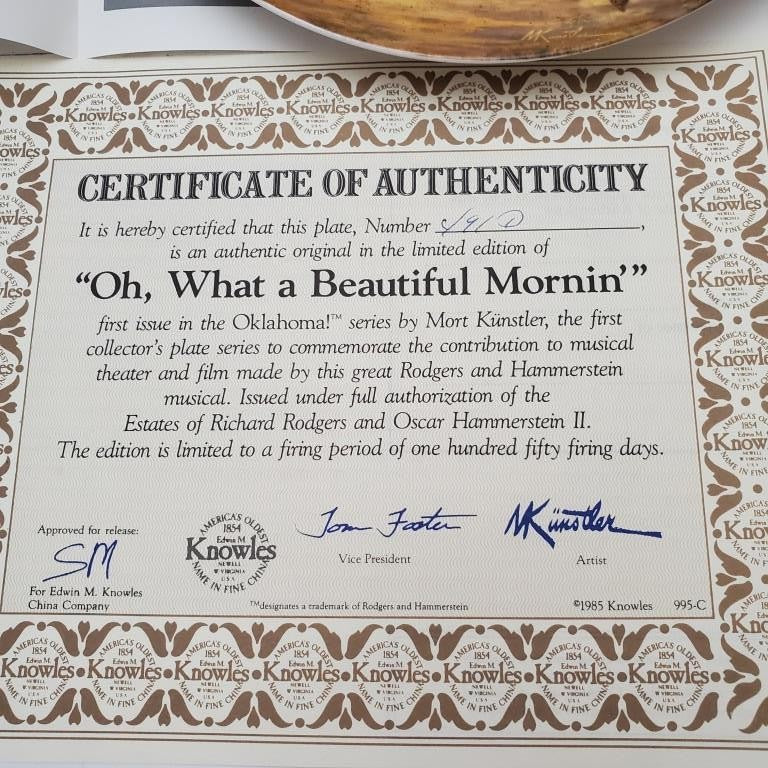 Knowles Collectors Plate Oh What a Beautiful Morning, I Can't Say No and More