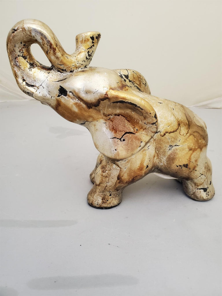 Vintage Crushed Oyster Shell Gold Elephant Figurine