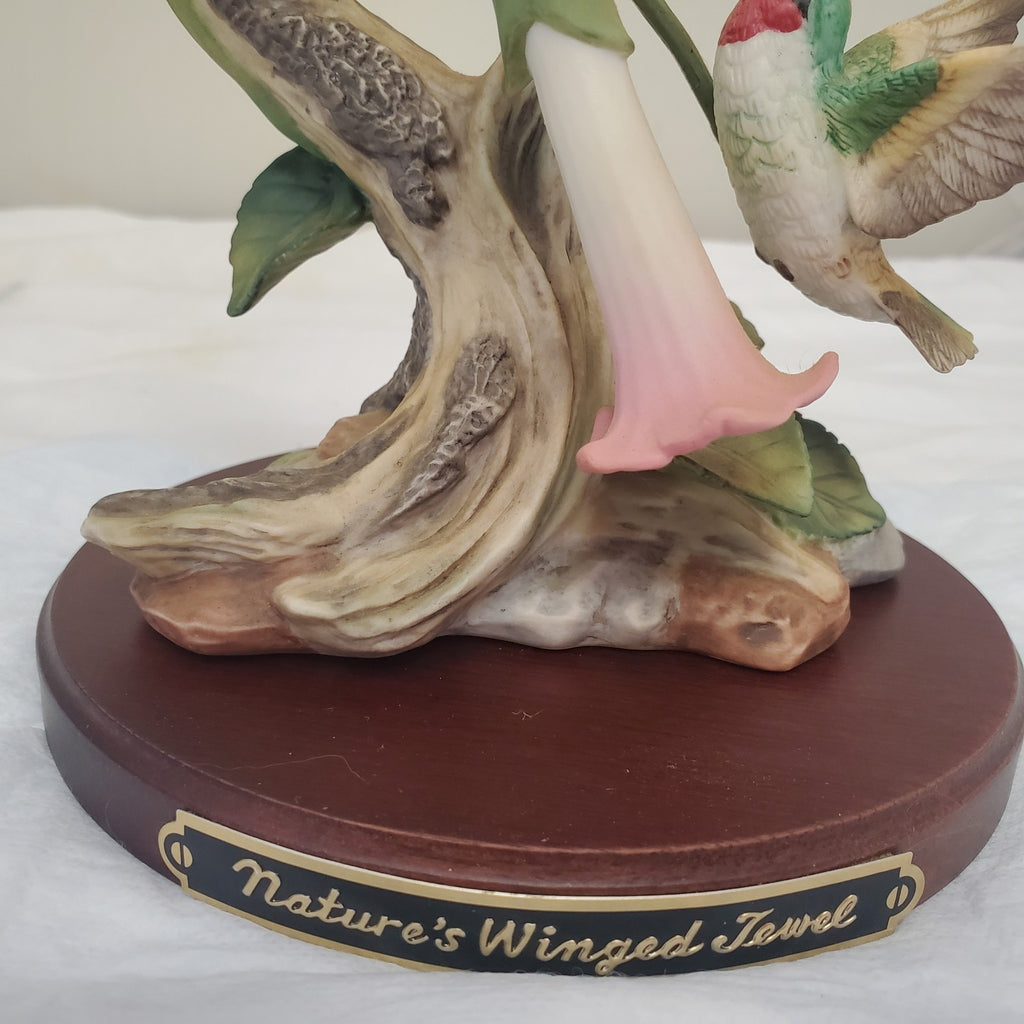 Homco 1990 Nature's Winged Jewel Porcelain Hand Painted Hummingbird & Flowers