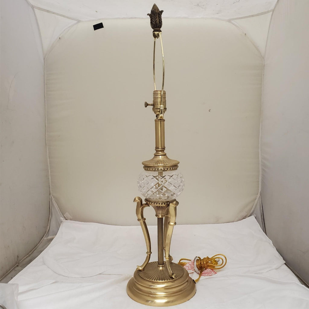 One Vintage Bombay Company Crystal and Brass Table Lamp