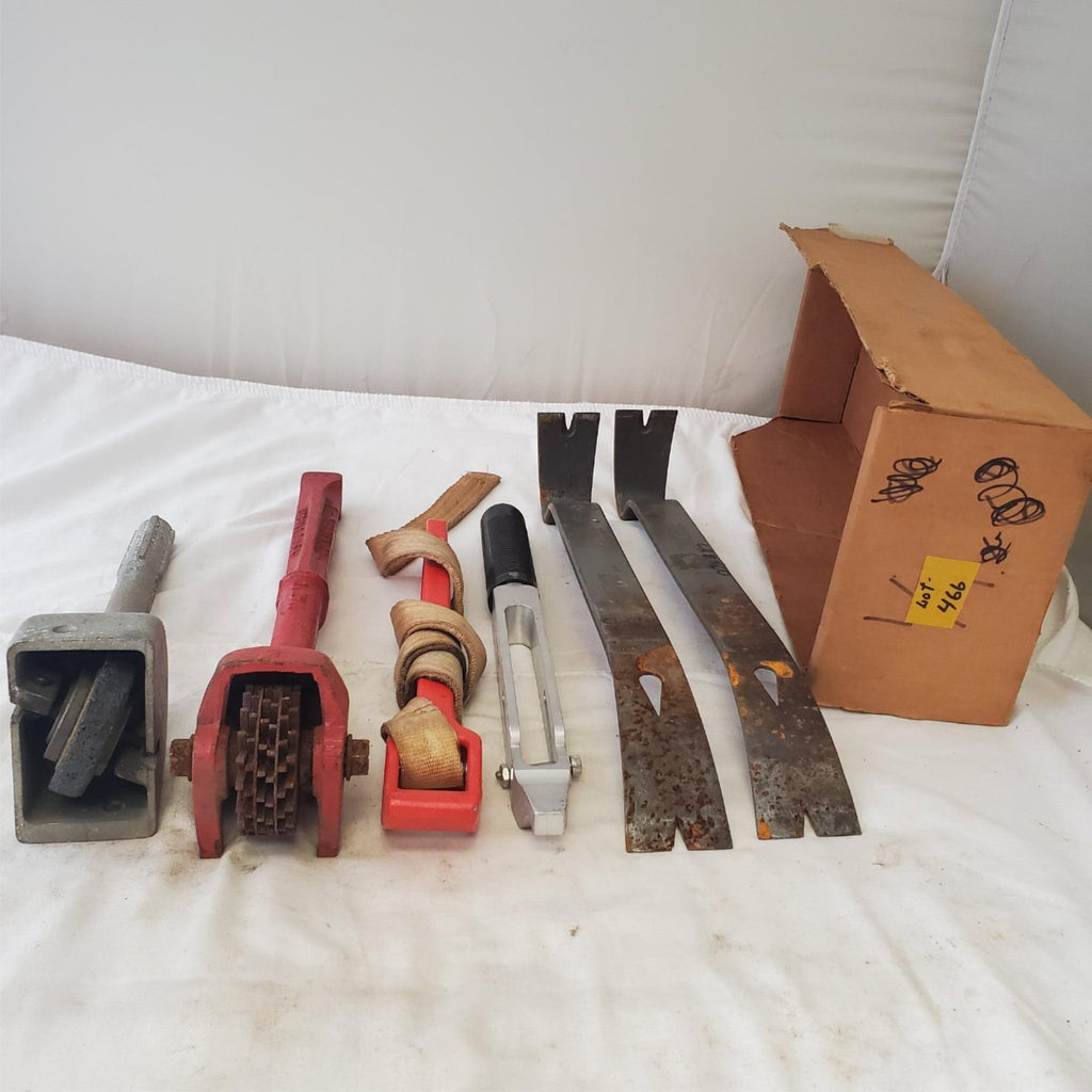 Lot of Crow Bar, Swivel Straight Knife, Grinding Wheel & Other Tools LOT 466