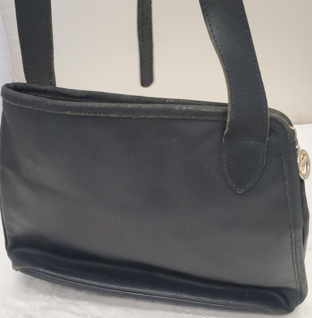 Longchamp Paris Black Leather Shoulder Bag