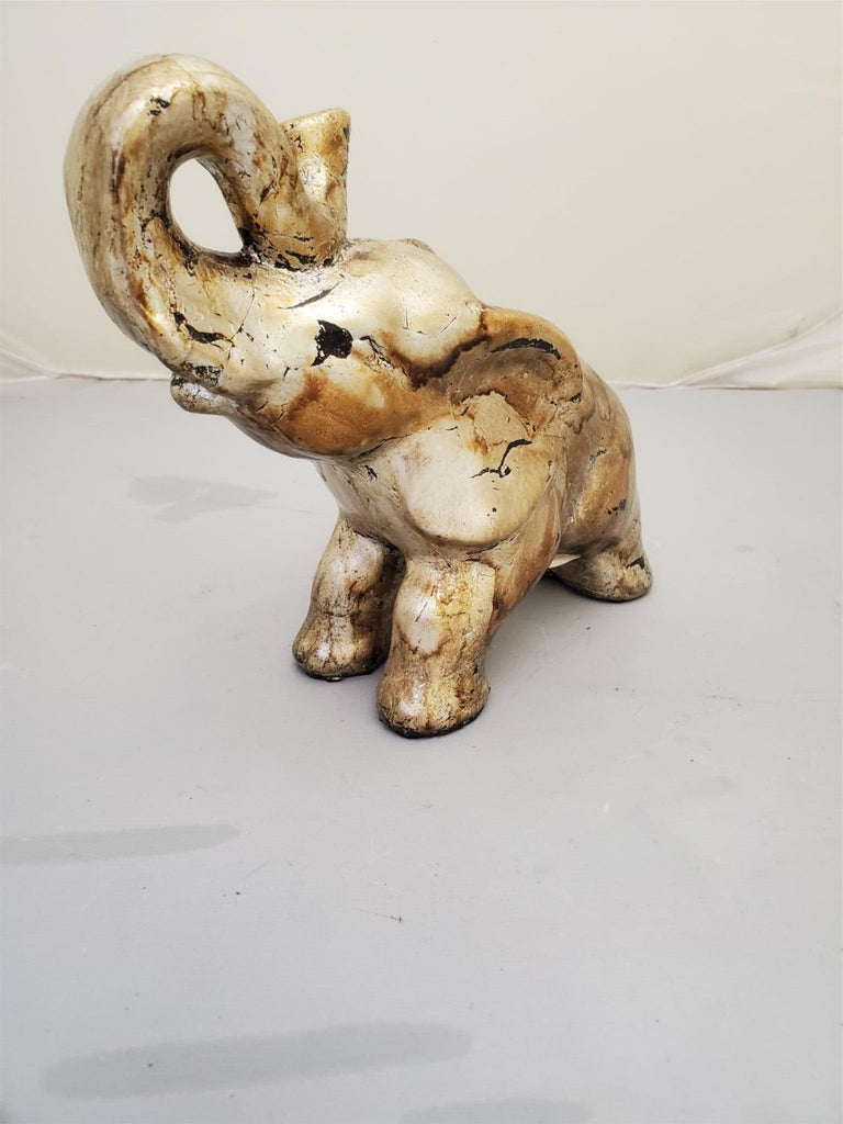 Vintage Crushed Oyster Shell Gold Elephant Figurine