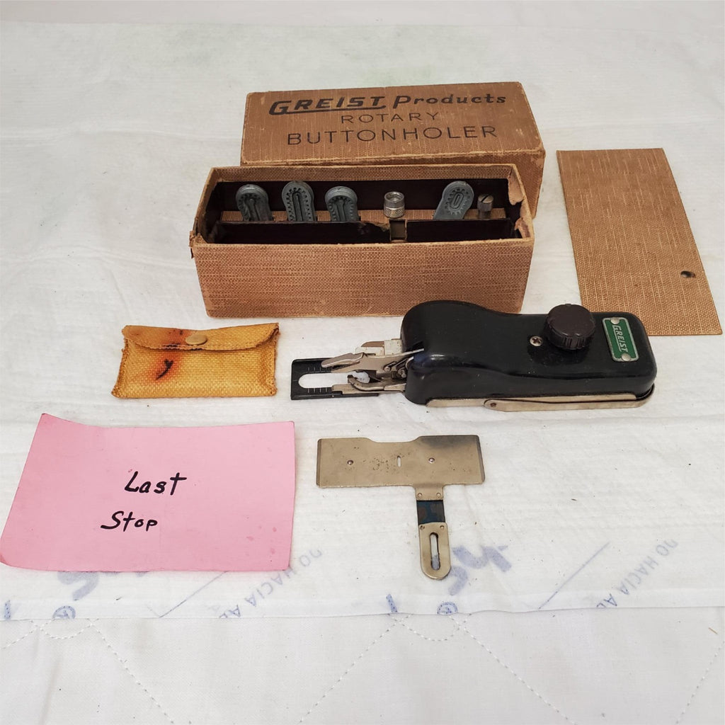 Vintage Sewing Greist Products Rotary Button Holer in Original Box