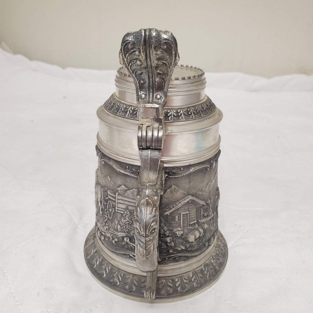 Vintage SKS PEWTER 95% Zinc Lidded Mini Beer Stein