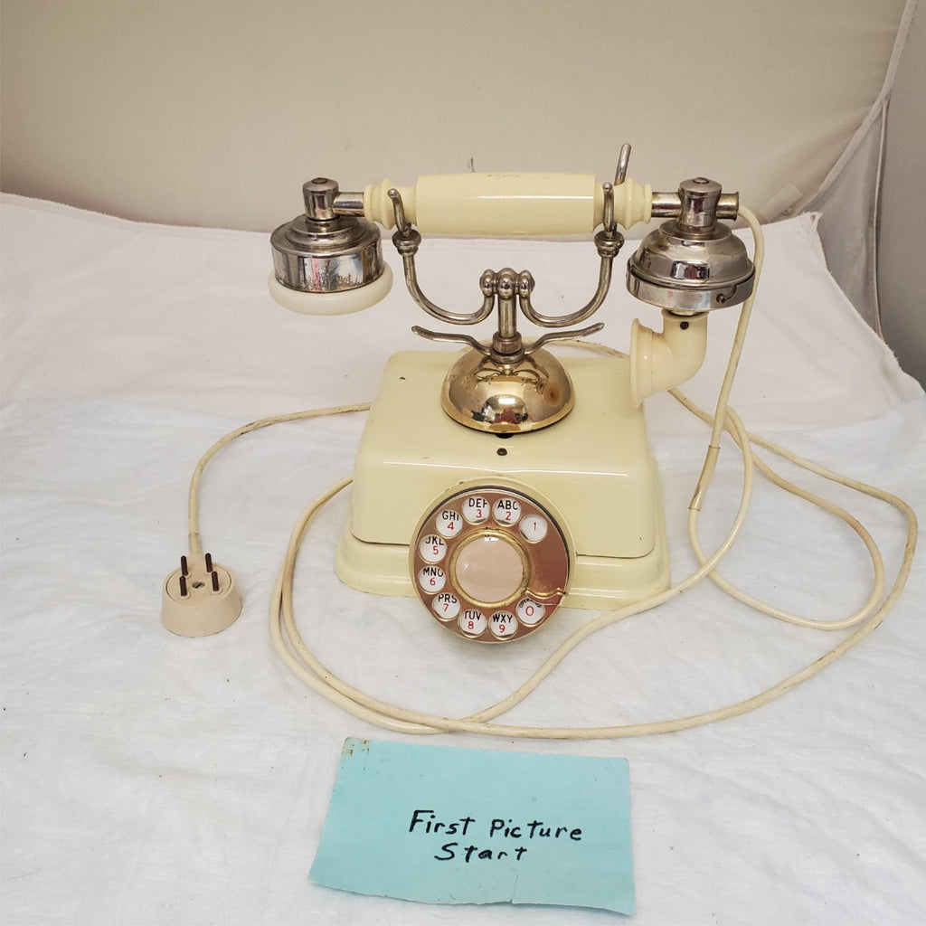 Vintage Rotary Dial Fold A Fone Brass Base Table Telephone Made in Japan