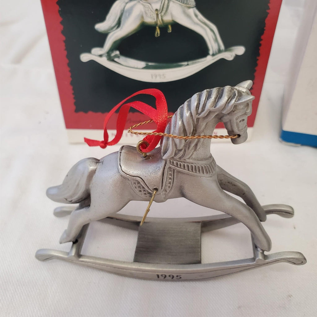 Hallmark Keepsake Ornament 1931 Ford Model a Roadster & Pewter Rocking Horse