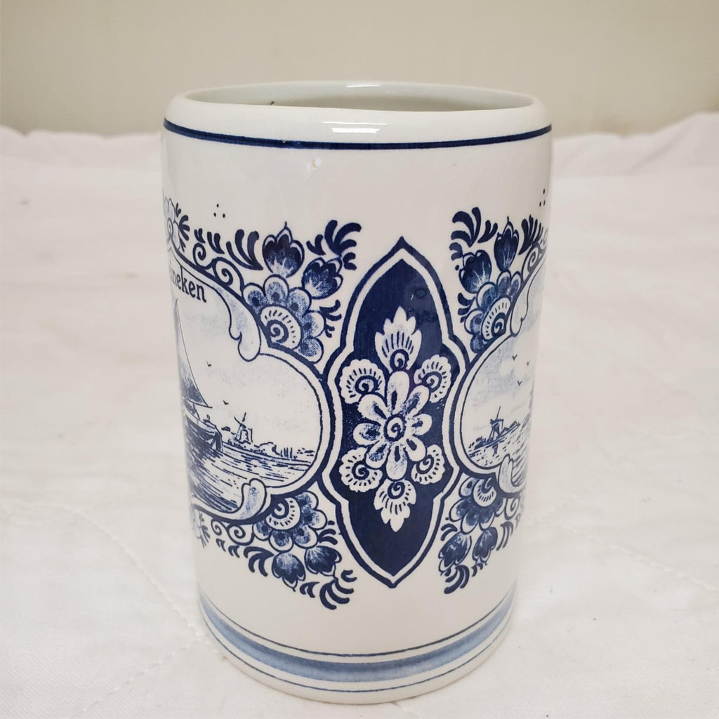 Heineken Delft Blue Holland Hand Painted Ceramic Beer Mug Stein