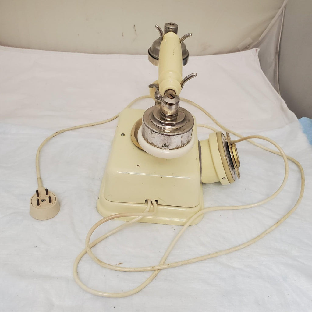 Vintage Rotary Dial Fold A Fone Brass Base Table Telephone Made in Japan