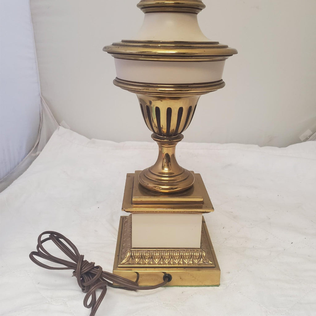Vintage Stiffel Solid Brass Urn Trophy Ivory Enamel Lamp K