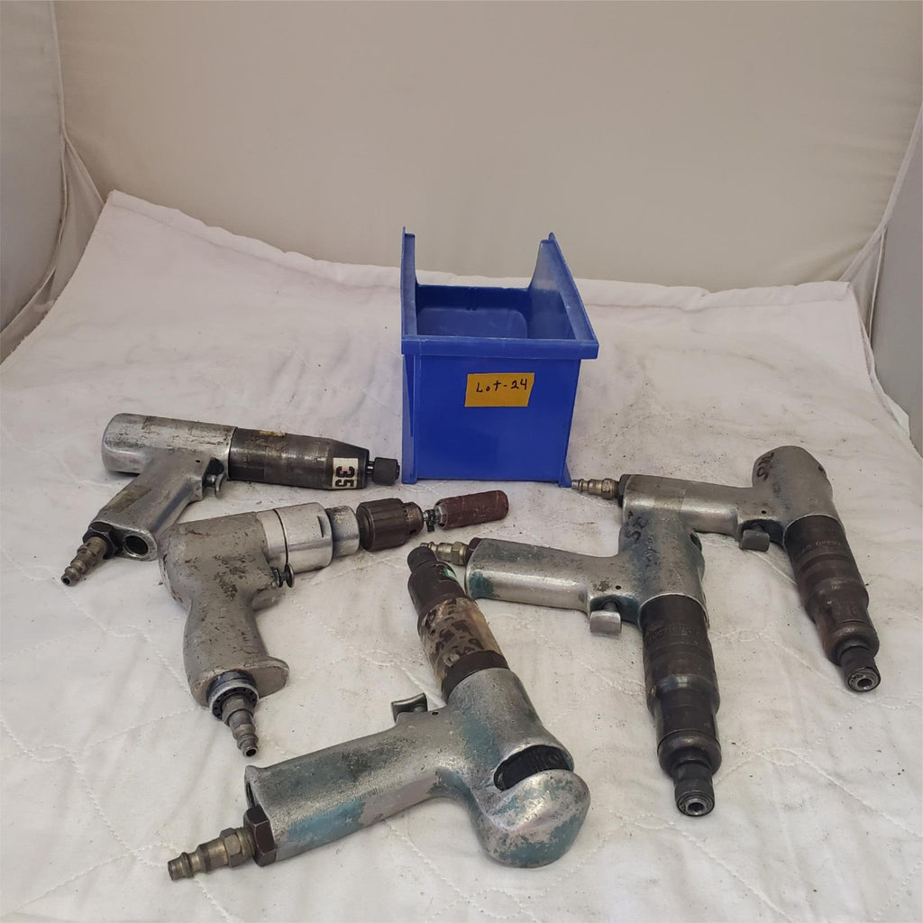 Lot of 5 Cleco Pneumatic 1/4" Screwdriver/Nutrunner Pistol Grip Air Tools Lot-24