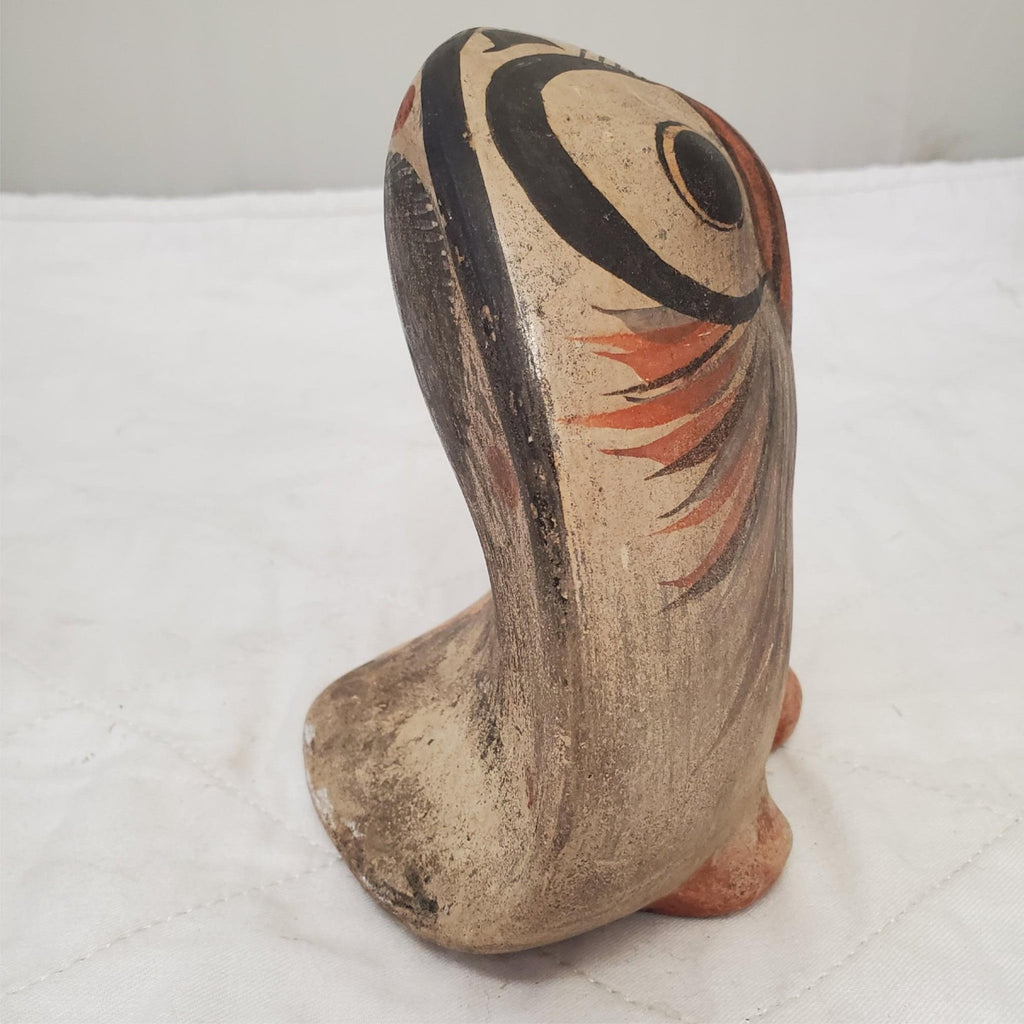 Vintage Tonala Mexican Folk Art Pottery Owl Figurine