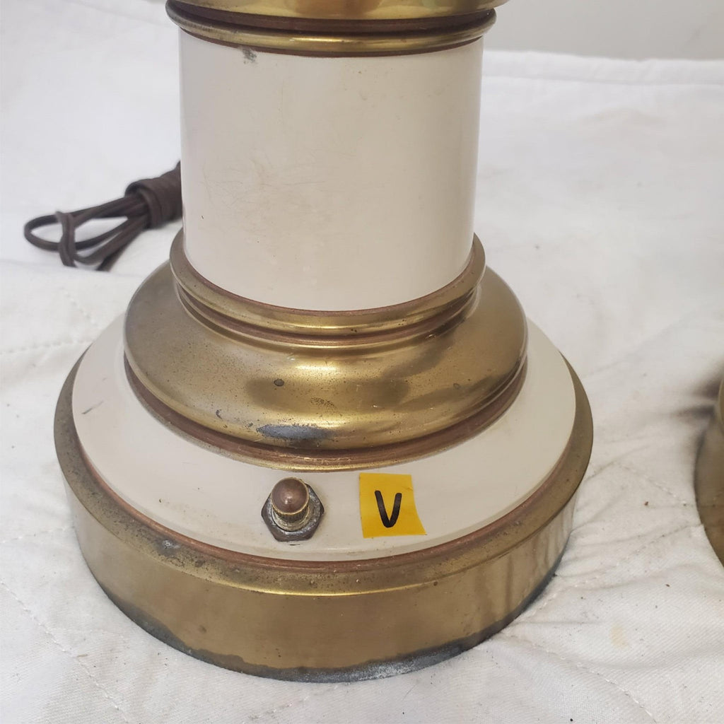 Vintage Stiffel Solid Brass Flame Urn Trophy Ivory Enamel Lamp V