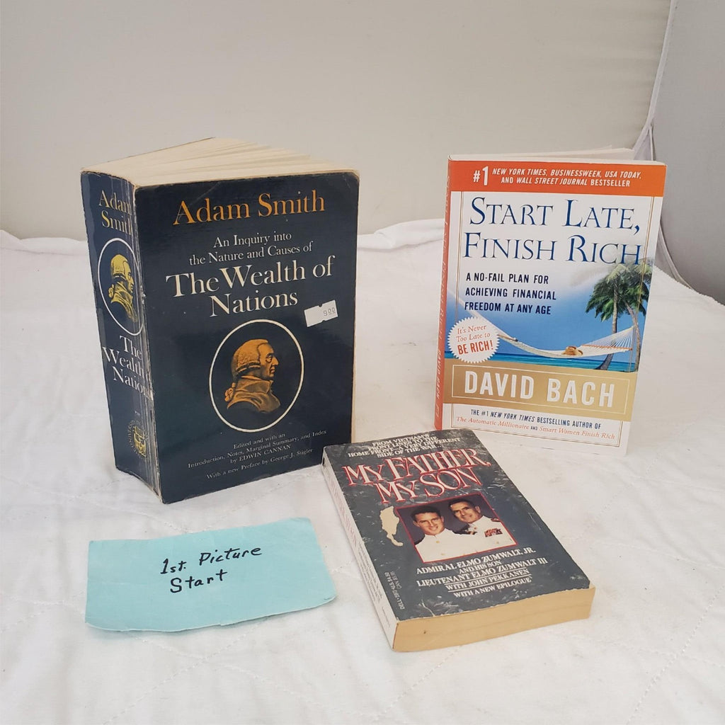 Lot of 3 Various Reading Books the Wealth of Nations, My Father My Son & Other