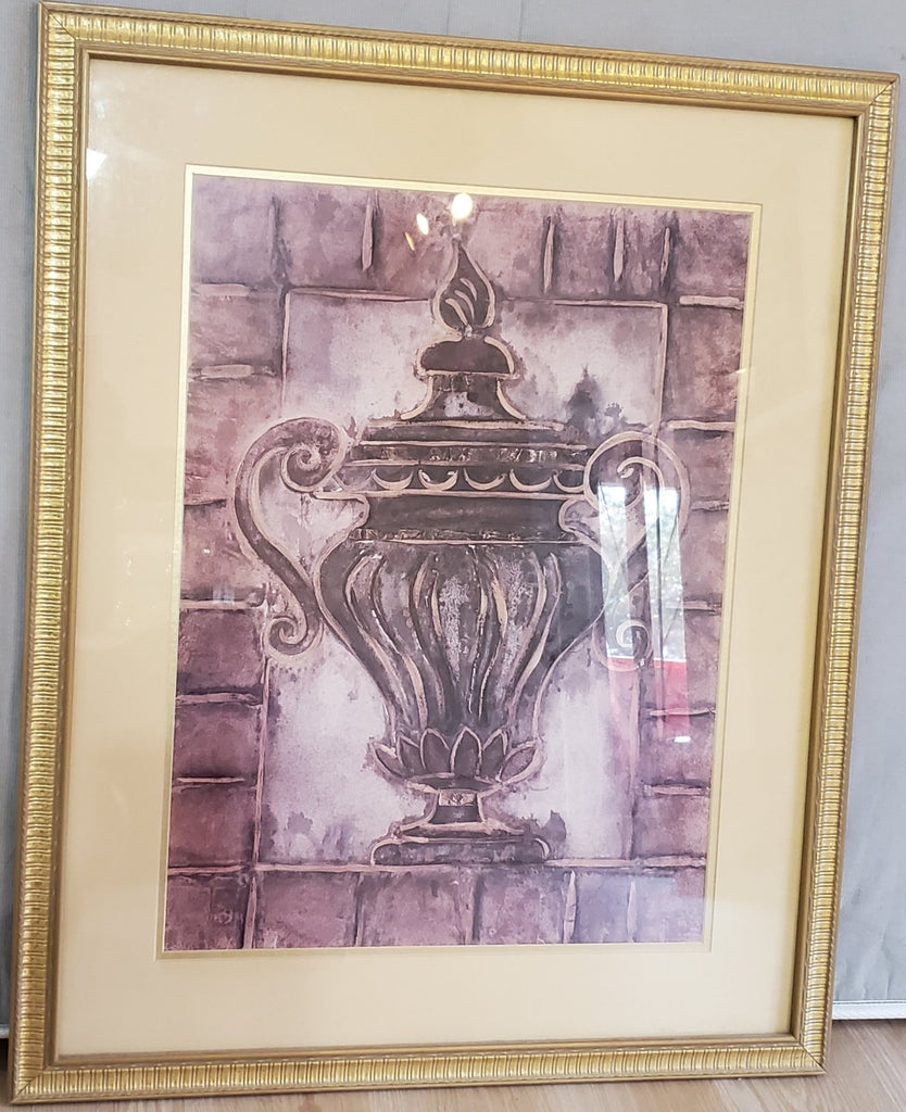 Two Tuscan Urn Vase Renaissance Art Prints Gold Gilt Framed 24 x 30