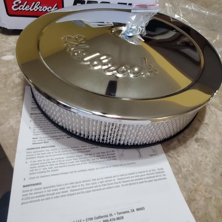 Edelbrock 1221 Pro-Flo 14" Round Air Cleaner / Filter w Air Cleaner Riser