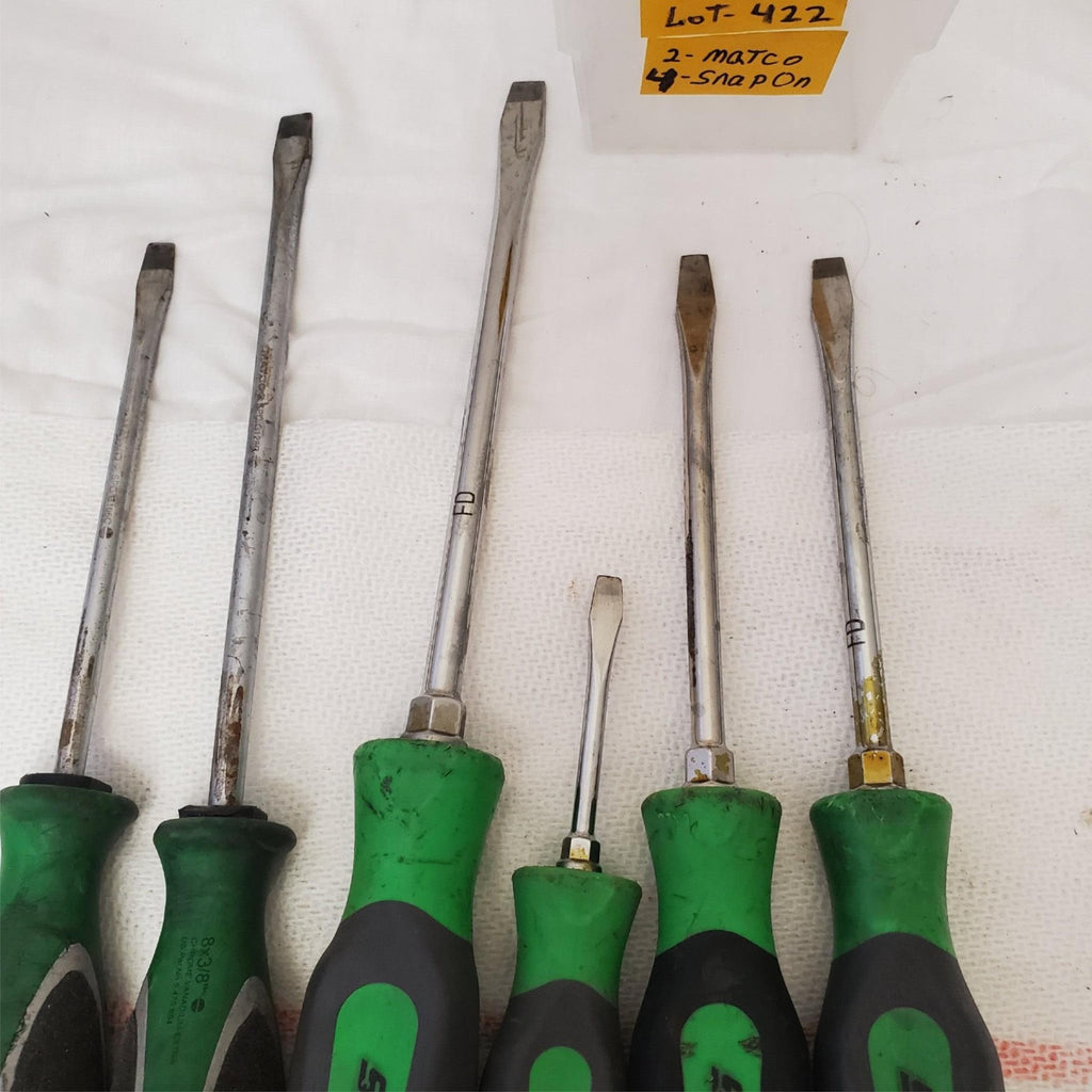 Lot of 6 Matco & Snapon Tools Green Grip Combination Screwdriver Set Lot-422