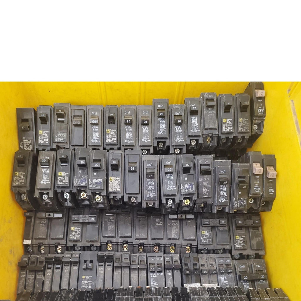 Large Lot of 132 Used Circuit Breakers Assorted #20