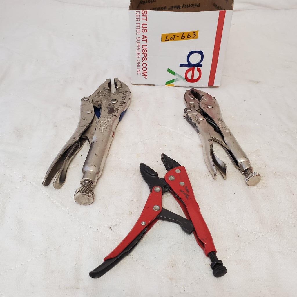 Lot of 3 Blue Point Red & Vise Grip Adjustable Locking Grip Pliers LOT-663