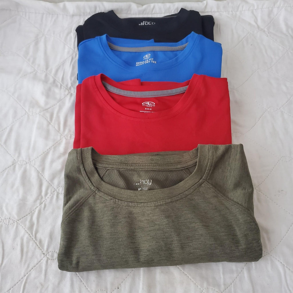 Lot of 4 Assorted Size M 38-40 Multi Brand Dry Fit Short Sleeve Shirt Men's 