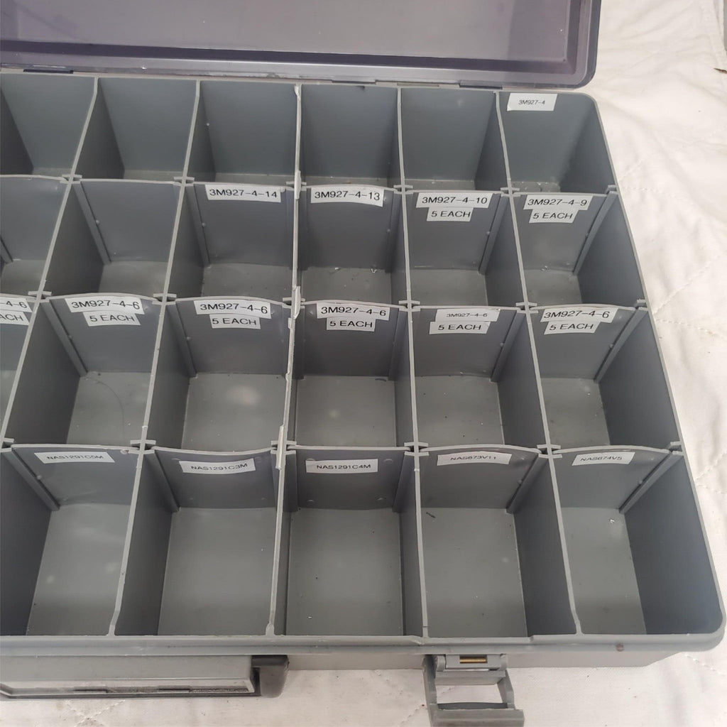 Empty Adjustable Compartment Box for Temporary Fastener Wings