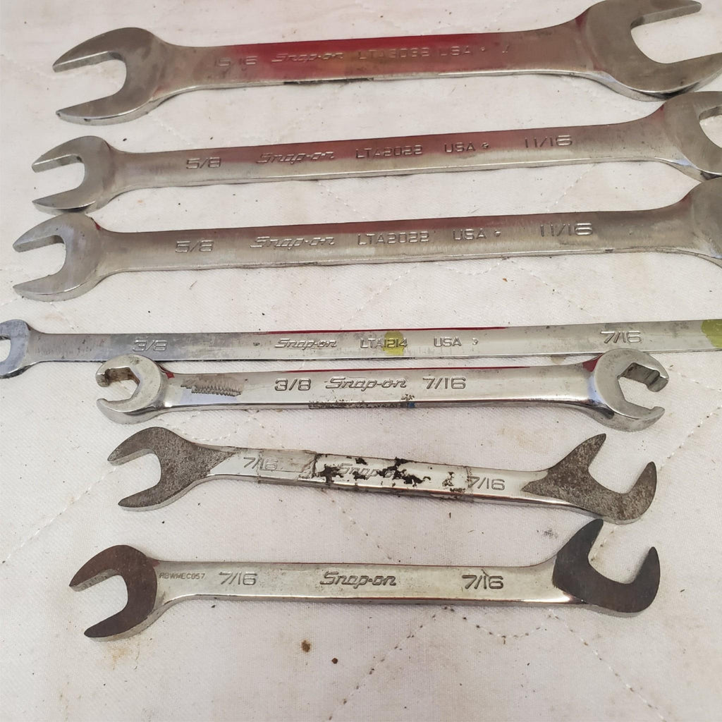 Lot of 7 Snap-On Standard 4-Way Angle Open End Wrench LOT 543