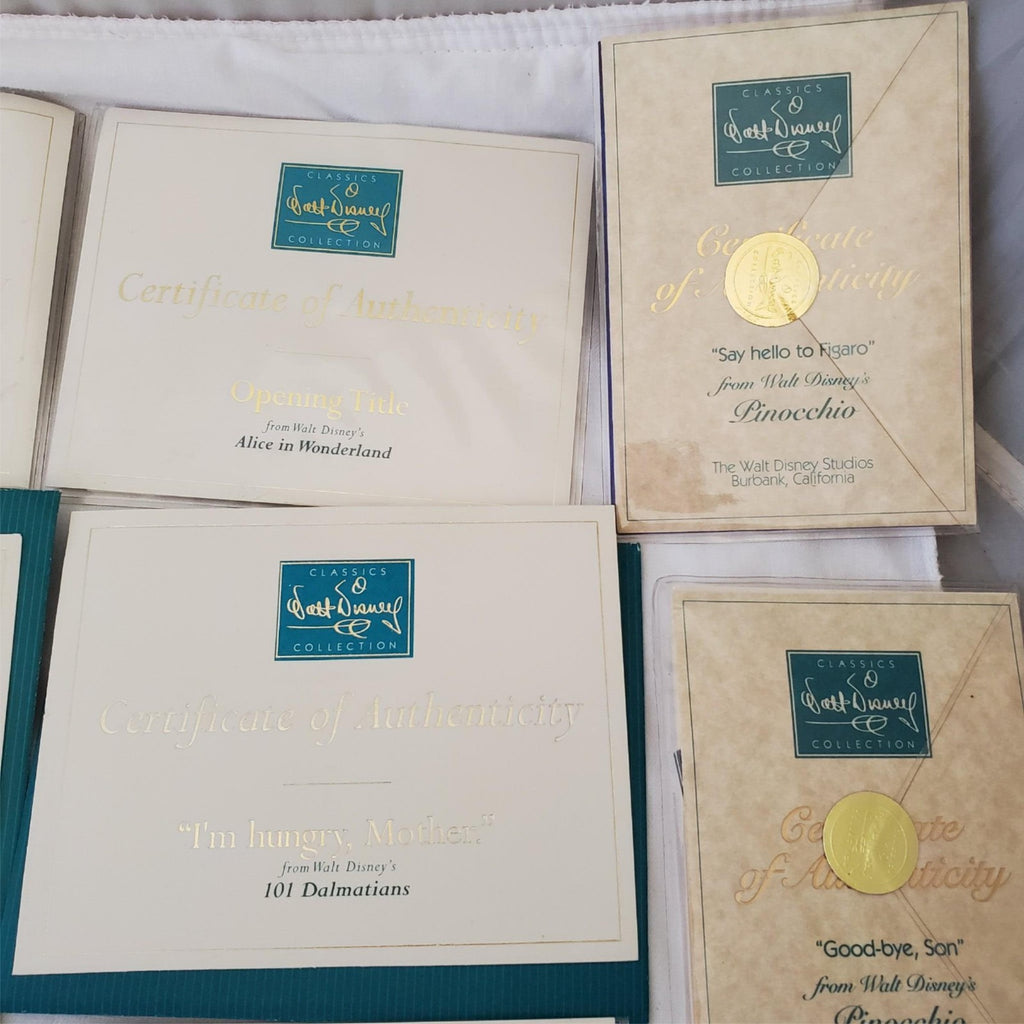 Large Lot of Walt Disney Collection Certificate of Authenticity COA Paperwork