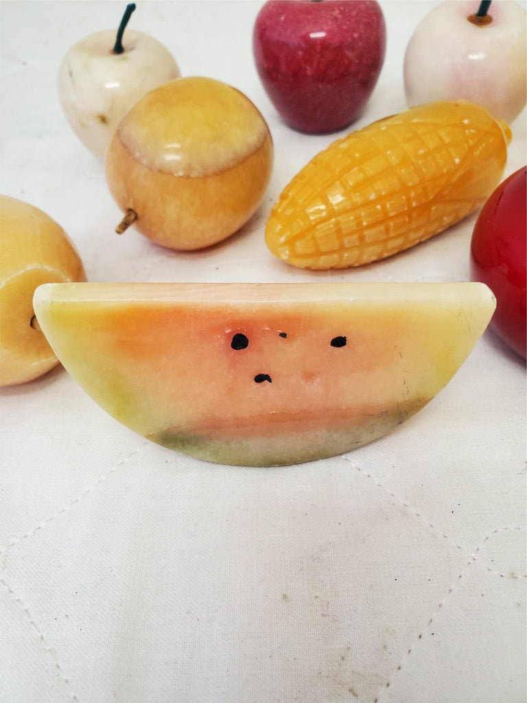 Lot of 9 Vintage Italian Alabaster Stone Marble Fruit & Veggies Art Pieces