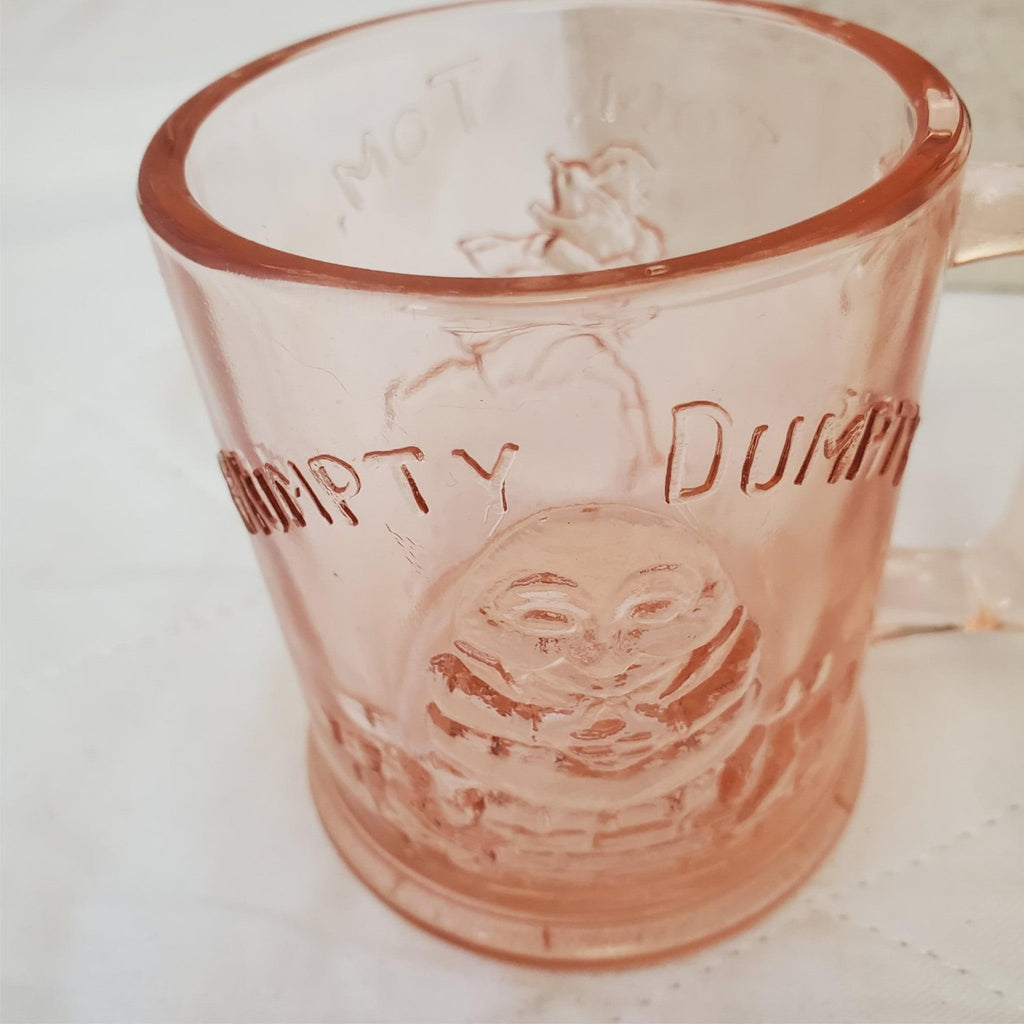 Tiara Exclusives Amber Glass Nursery Rhyme Humpty Dumpty Baby Plate Bowl Cup