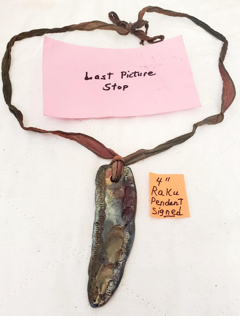 4" Vintage Signed Raku Pendant