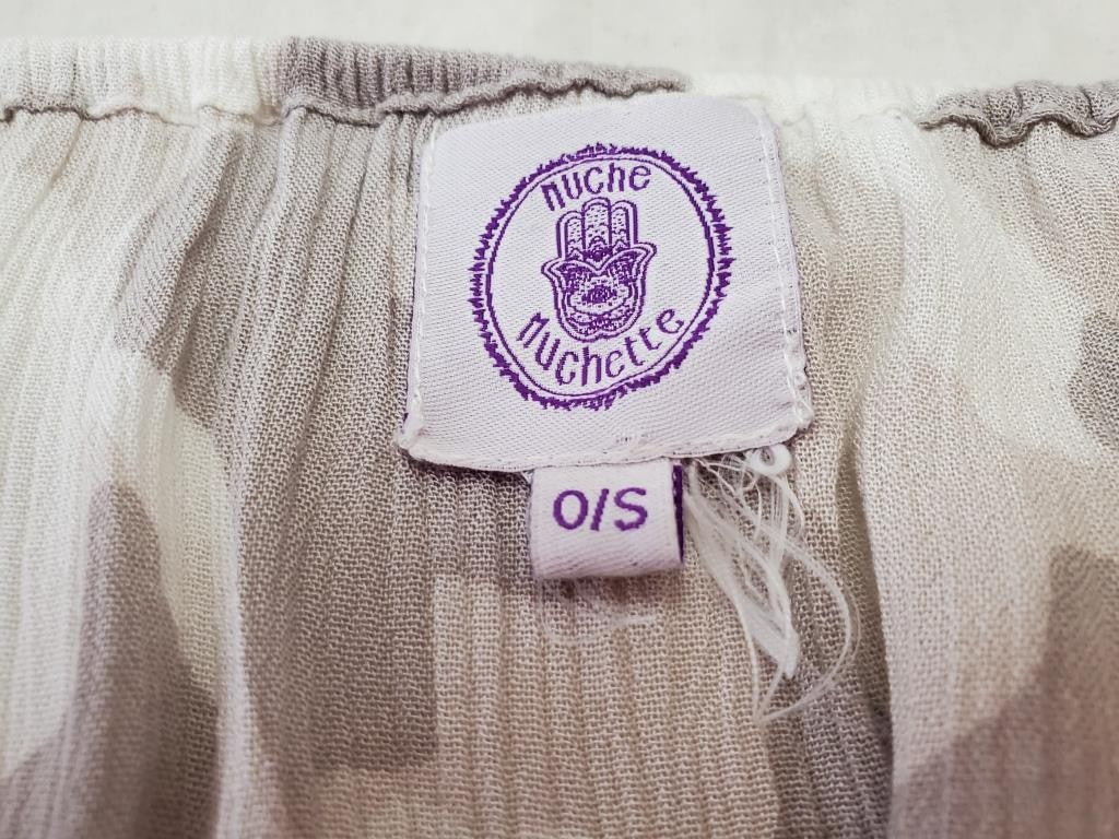 Nuche Muchette Off-Shoulder Blouse Full Sleeves Border Trim Size 0/S