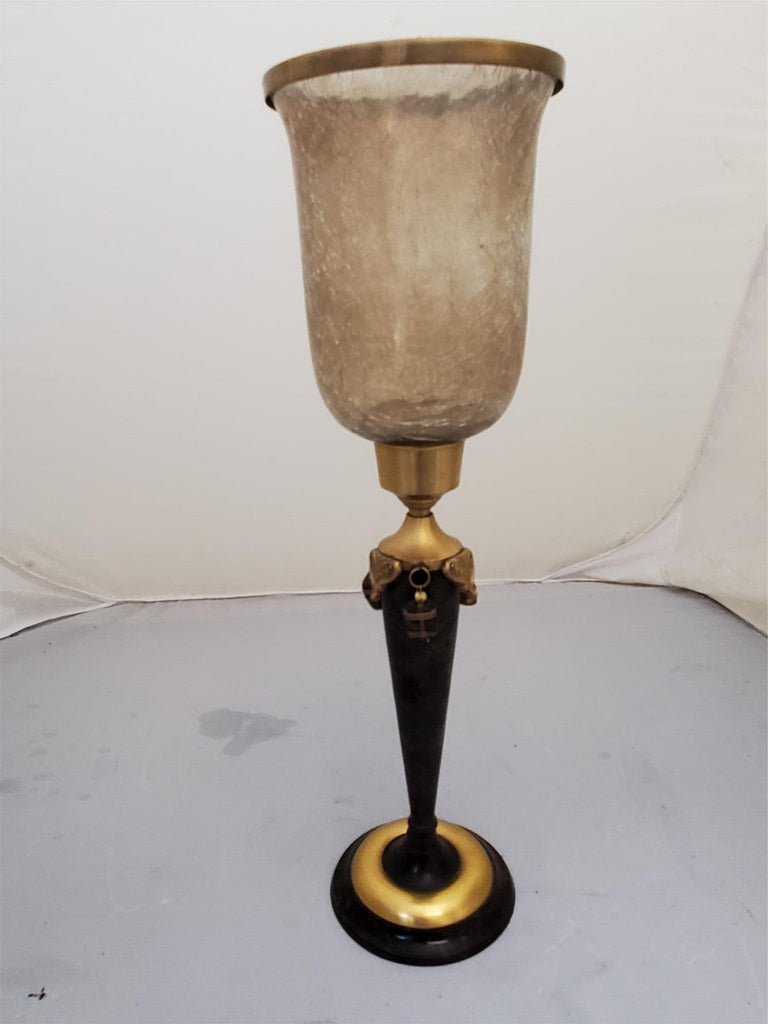 Tall Gold and Brown Antique Art Deco Table Candle Holder