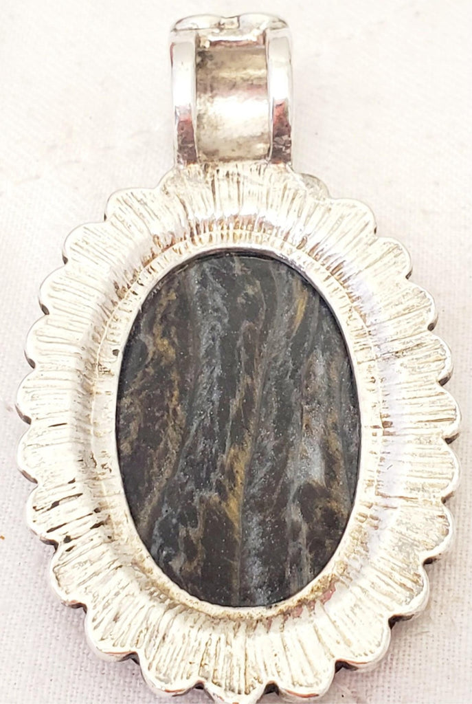 2 3/4" Sterling Silver and Jasper American Indian Pendant