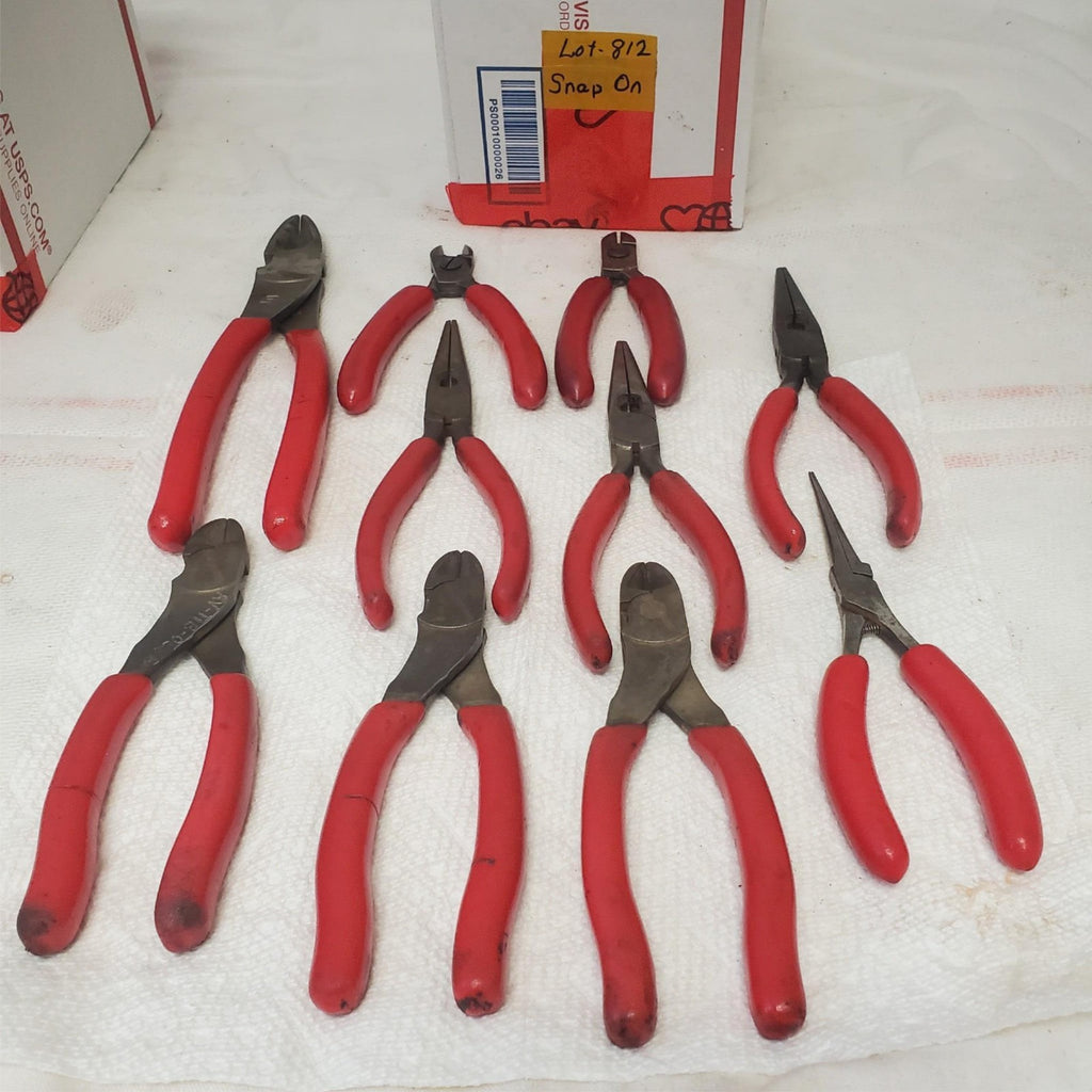 Lot of 10 Snap on Red Handle Pliers Mixed Types Professional Tools LOT-812