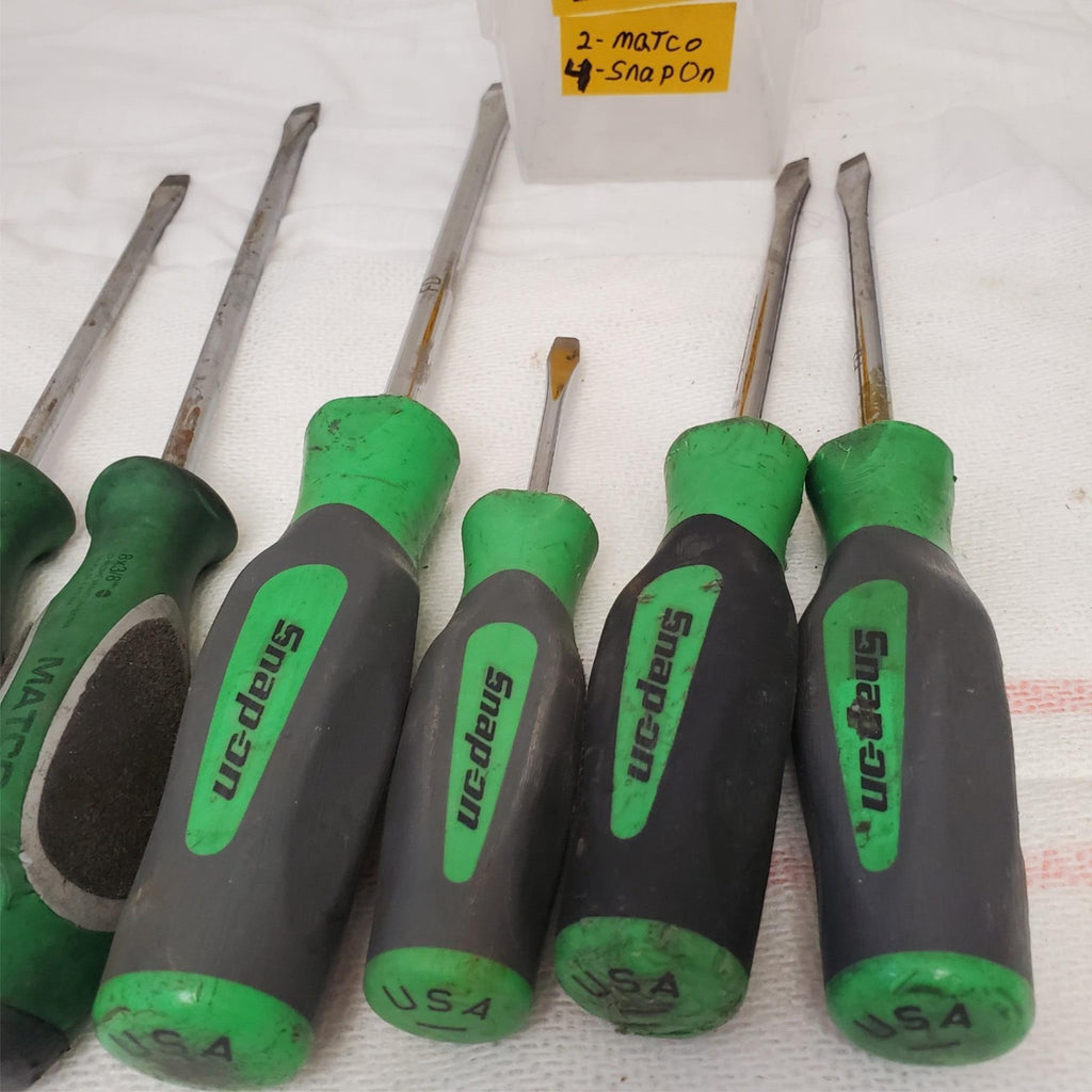 Lot of 6 Matco & Snapon Tools Green Grip Combination Screwdriver Set Lot-422