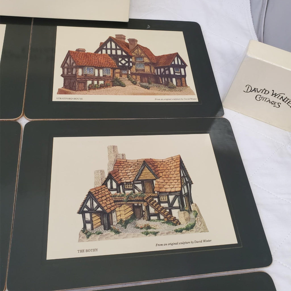 David Winters Cottages Table Mats & Coasters Set of 6 Cork Back